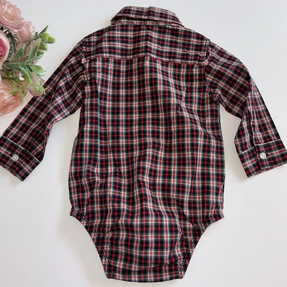 Carters Baby Boys Long Sleeve Bodysuit 12 Month Red Plaid Christmas Bodysuit 12M